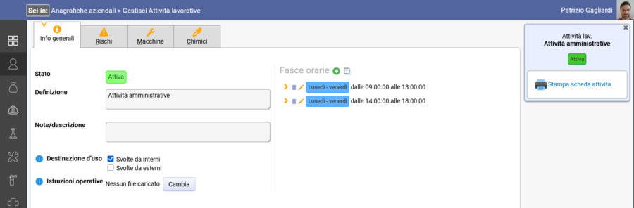 Il prospetto orario delle attivit�