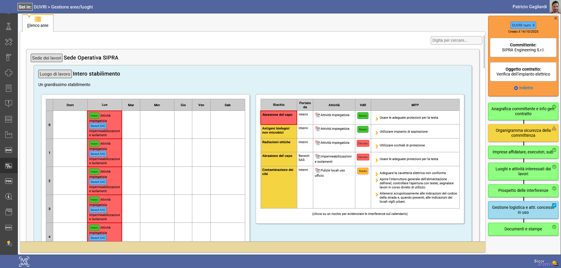 Il prospetto interattivo delle interferenze